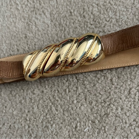 Vintage 70s / 80s Echo Taupe Tan Genuine Lizard Adjustable Cinch Belt main image 8